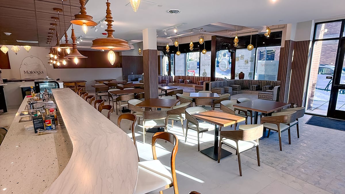 Completed dining room and coffee bar at Malooga Mainline in Narberth